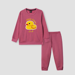 Girls Soft Cotton "Goose Bumps" Embroidered Fleece Suit