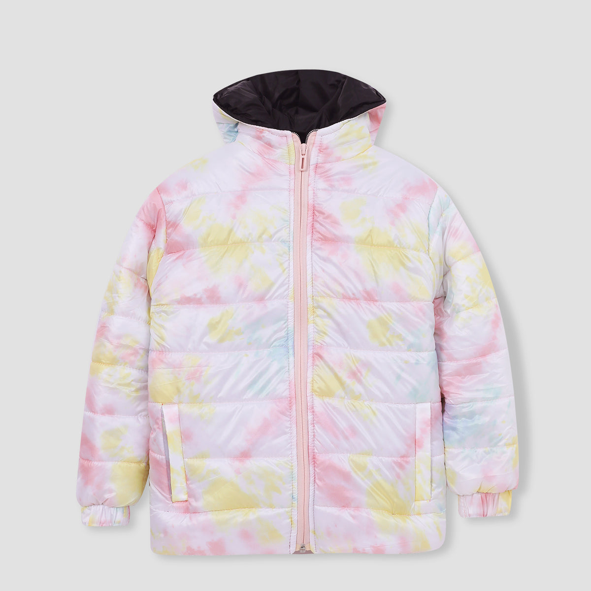 Girls Premium Quality Tie & Dye Puffer Zipper Hoodie Jacket