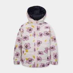 Girls Premium Quality All-Over Printed Puffer Zipper Hoodie Jacket