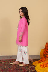 Girls Embroidered 3-Piece Suit – Tilla & Multihead Work with Motif Trouser