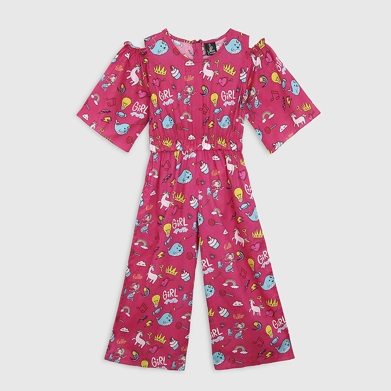 Fashion All Over Digital Printed Soft Cotton Frill Jumpsuit