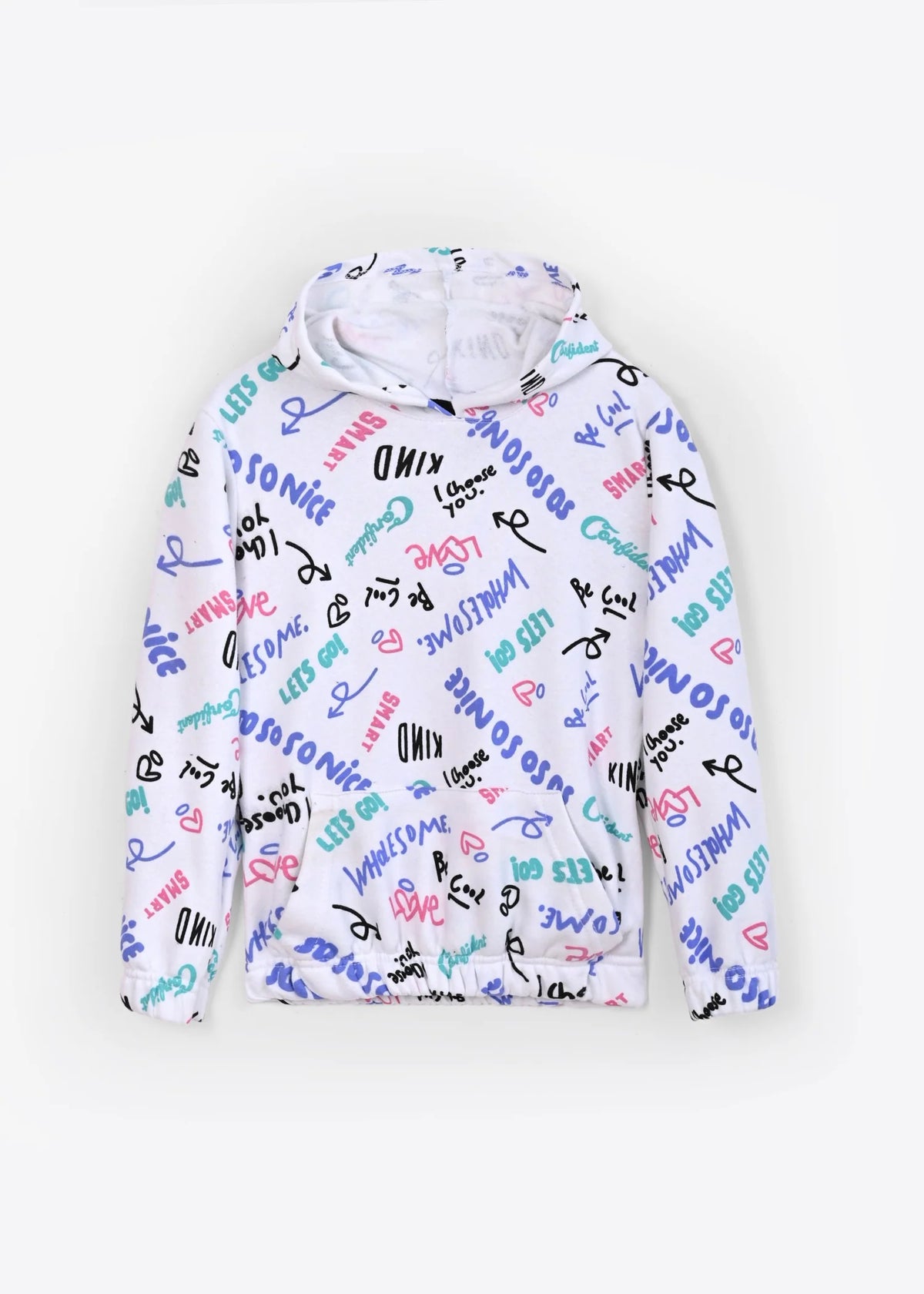 Girls Soft Cotton All-Over Printed Fleece Hoodie