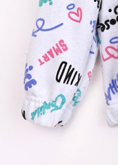 Girls Soft Cotton All-Over Printed Fleece Hoodie