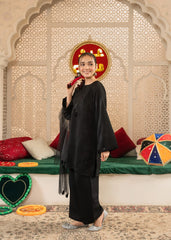 Girls' "Elegance in Bloom" Embroidered 3-Piece Set – Midnight Black