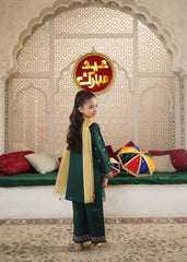 Girls' "Bottle Green" Multi-Thread Embroidered 100% Cotton 3-Piece Set