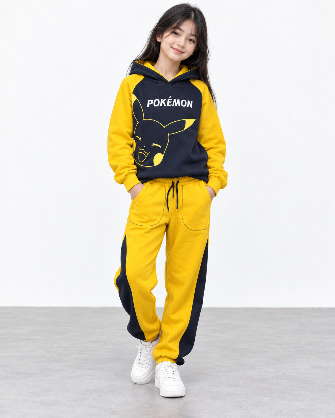 Kids Pokémon Printed Cropped Hoodie & Jogger Set