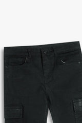 Black 6-Pocket Cargo Pants – 100% Cotton Denim