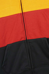 Kids Color-Block Fleece Zip-Up Jacket – Mustard, Red & Black
