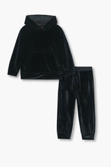 Kids Velvet Tracksuit – Black