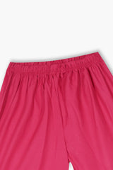 Girls Pink Cotton Embroidered Ethnic Suit with Net Dupatta – Festive & Party Wear