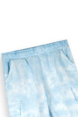 Sky Blue Tie-Dye Terry Tracksuit | 100% Cotton | Cozy Winter Outfit for Kids