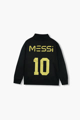 Messi #10 Kids Fleece Jacket – Black & Gold | 100% Premium Fleece