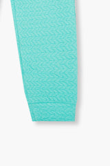 Kids Quilted turquoise Tracksuit | 2-Piece Hoodie & trouser Set | Winter Cotton Outfit