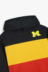 Kids Color-Block Fleece Hoodie – Black, Mustard & Red