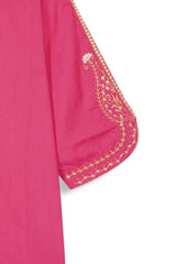 Shocking Pink Cotton 3 Pcs Suit Multihead Embroidery with Net Dopata
