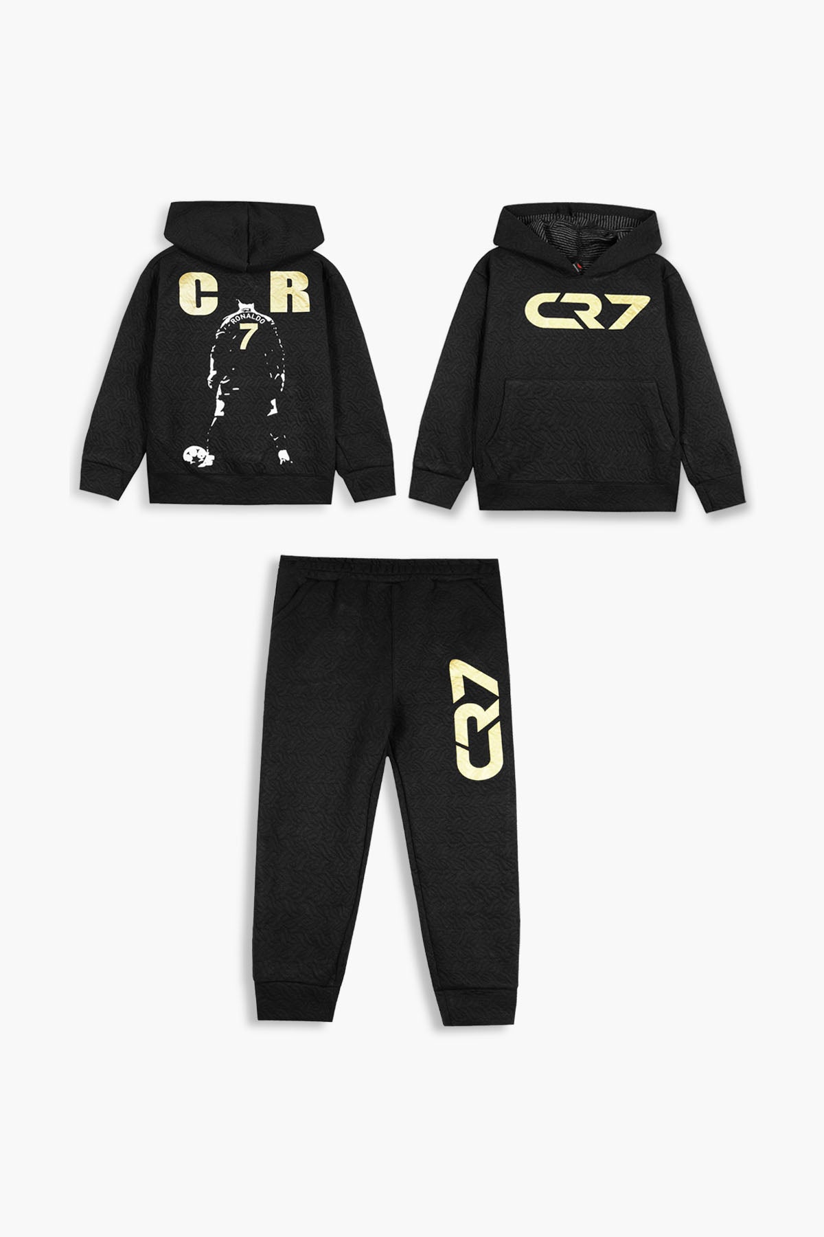 CR7 Quilted Tracksuit for Kids | Ronaldo Printed Hoodie & Joggers | Winter Outfit