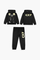 CR7 Quilted Tracksuit for Kids | Ronaldo Printed Hoodie & Joggers | Winter Outfit