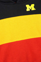 Kids Color-Block Fleece Hoodie – Black, Mustard & Red