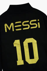 Messi #10 Kids Fleece Jacket – Black & Gold | 100% Premium Fleece