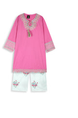 Girls Embroidered 3-Piece Suit – Tilla & Multihead Work with Motif Trouser