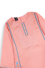 Peach Embroidered 3-Piece Cotton Suit for Girls | With Pockets & Dupatta