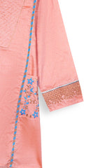 Peach Embroidered 3-Piece Cotton Suit for Girls | With Pockets & Dupatta