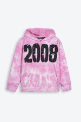 Kids Pink Tie & Dye Tracksuit – 100% Cotton Terry Hoodie & Joggers Set