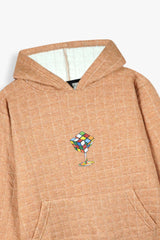Unisex Kids Quilted Hoodie – Camel Brown
