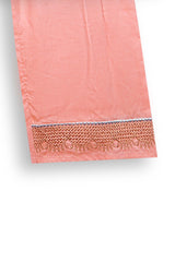 Peach Embroidered 3-Piece Cotton Suit for Girls | With Pockets & Dupatta