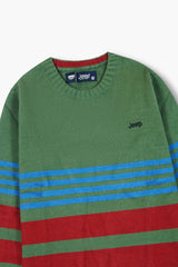 Jeep Striped Green Cotton Sweater – 100% Cotton | Winter Wear for Kids