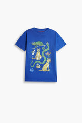 Blue Animal Adventure Graphic T-Shirt – Whimsical Wildlife Design