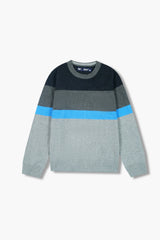 Jeep Striped Grey & Blue Cotton Sweater – 100% Cotton | Winter Wear for Kids