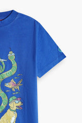Blue Animal Adventure Graphic T-Shirt – Whimsical Wildlife Design