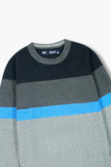 Jeep Striped Grey & Blue Cotton Sweater – 100% Cotton | Winter Wear for Kids