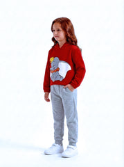 Kids Dumbo Red Short Body hoodie suit with Grey Trouser