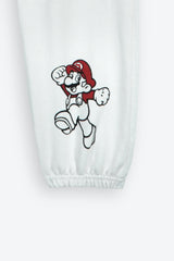 Super Mario Kids Tracksuit – White | 100% Cotton Terry