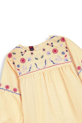 Peach Embroidered Khaddar Top for Girls | Winter Floral Tunic