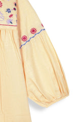 Peach Embroidered Khaddar Top for Girls | Winter Floral Tunic