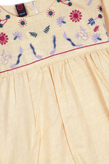 Peach Embroidered Khaddar Top for Girls | Winter Floral Tunic