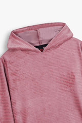 Kids Dusty Rose Velvet Hoodie – Soft & Cozy Winter Wear