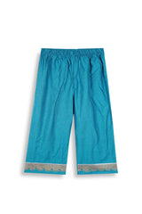 Teal Blue Embroidered Cotton Suit for Girls | 3-Piece Eastern Outfit