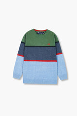Jeep Blue & Green Striped Cotton Sweater – 100% Cotton | Winter Wear for Kids
