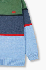 Jeep Blue & Green Striped Cotton Sweater – 100% Cotton | Winter Wear for Kids