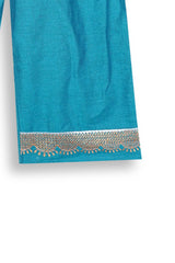Teal Blue Embroidered Cotton Suit for Girls | 3-Piece Eastern Outfit