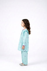 Girls Cotton Butterfly Embroidered Suit – 2 Piece Kurti & Trouser Set