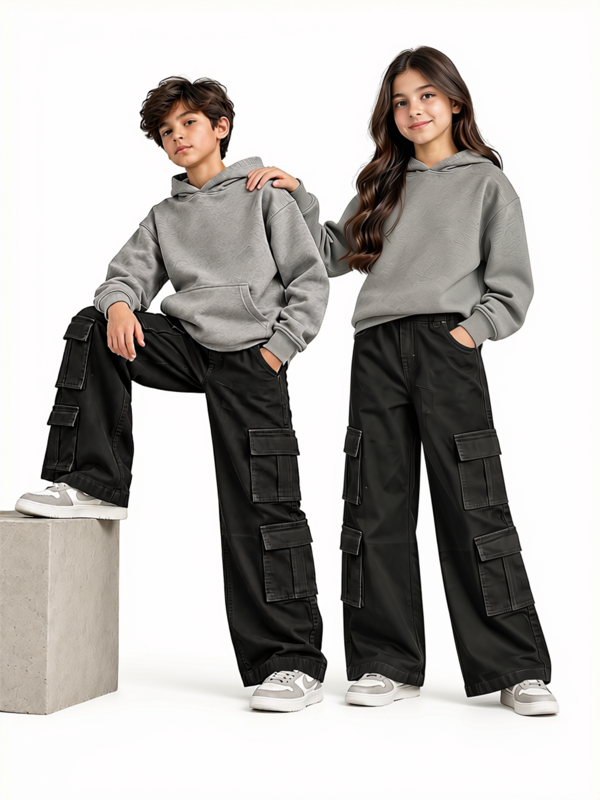 Unisex 8-Pocket Jet Black Wide Leg Jeans – 100% Cotton Stretch Denim