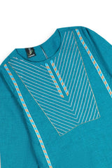 Teal Blue Embroidered Cotton Suit for Girls | 3-Piece Eastern Outfit