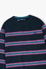 Jeep Navy Blue Striped Cotton Sweater – 100% Cotton | Winter Wear for Kids