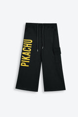 Pokémon Pikachu Kids Tracksuit – Yellow Hoodie & Black Wide-Leg Pants | 100% Cotton Fleece