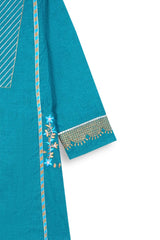 Teal Blue Embroidered Cotton Suit for Girls | 3-Piece Eastern Outfit